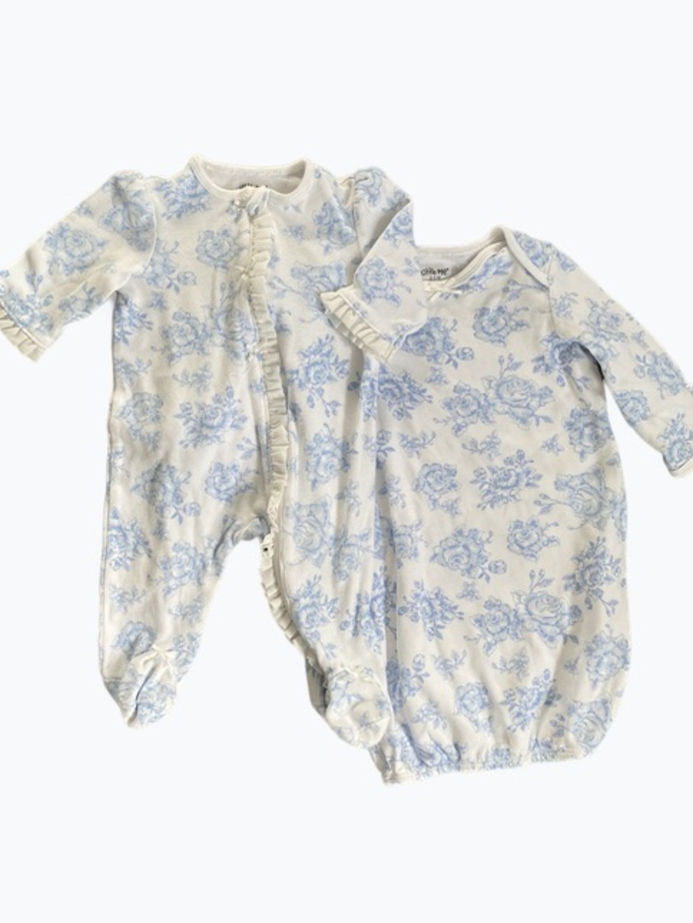 Little Me Floral Ruffles Pajama Set with Bows | Footed PJs and Swaddle Gown